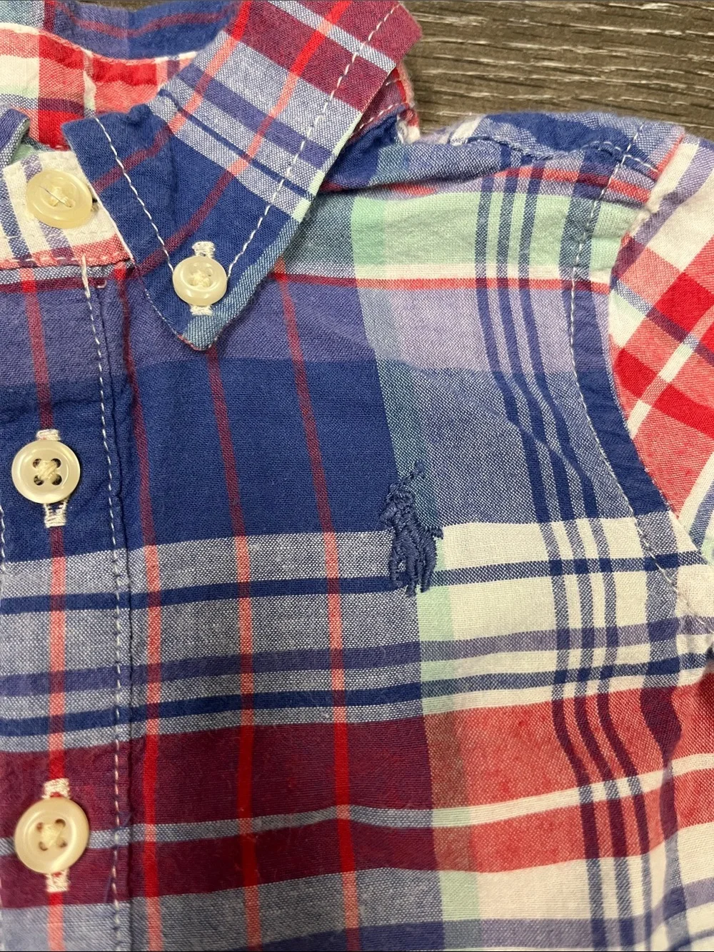 Lot of two multicolored plaid Ralph Lauren rompers size 3 months